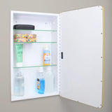 16×20 Austin Farmhouse Metal Framed Rounded Rectangle Recessed Bathroom Medicine Cabinet, Beveled Mirror, 14×18 in-Wall Opening, powder-coated Steel, Glass Shelves, Magnet Close, Brushed Nickel
