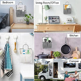 3pcs Small Wall Hanging Organizer Bag, Linen Fabric Door Hanging Storage Basket with Pockets, Waterproof Bin for Kitchen, Bedroom, Office, RV Camper (White)